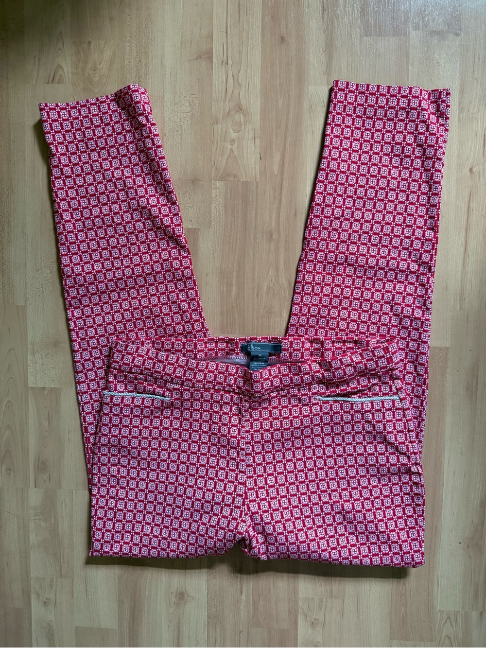 Red Geometric Print Pants